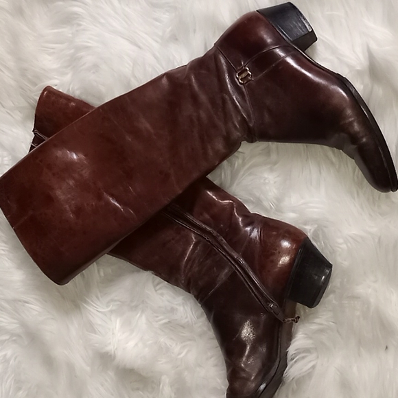 Salvatore Ferragamo sz 6B brow knee high inner zip boots. - Picture 13 of 14